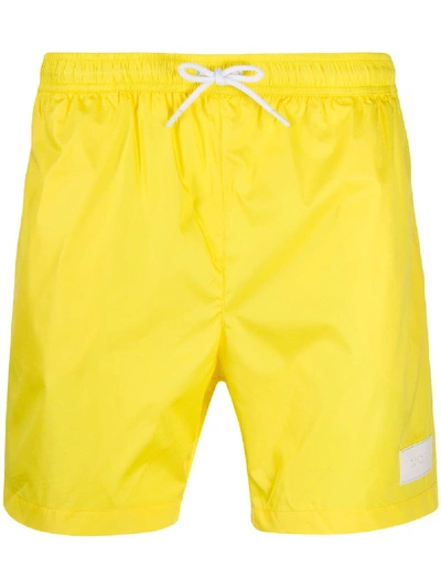 Dondup Logo Patch Swim Shorts In Yellow