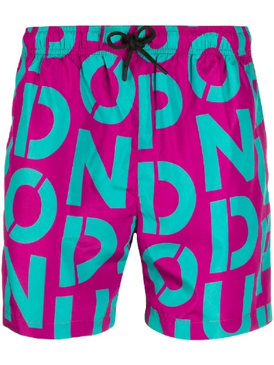 Dondup Logo Print Swim Shorts In Pink