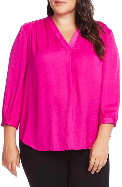 Vince Camuto Rumple Fabric Blouse In Pink Shock