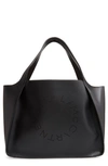 Stella Mccartney Perforated Logo Faux Leather Tote In Black