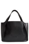 Stella Mccartney Logo Grainy Alter Mat Crossbody Bag In Black