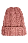 Topshop Cable Knit Beanie In Pink