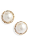 Sterling Forever Imitation Pearl Stud Earrings In Gold