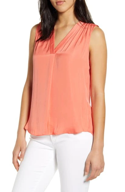 Vince Camuto Rumpled Satin Blouse In Bright Coral
