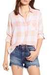 Rails Charli Button Down Shirt In Peach Pearl In Sky Blue