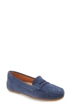 Samuel Hubbard Free Spirit Penny Loafer In Stonewashed Blue Suede