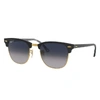 Ray Ban Clubmaster @collection Sunglasses Black Frame Blue Lenses Polarized 49-21 In Black