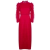 GIVENCHY RASPBERRY RUFFLE-TRIMMED VELVET GOWN,3857412
