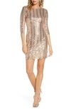 Lulus Stardust Sequin Body-con Minidress In Gold