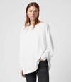 Allsaints Womens Chalk White Rita Long-sleeved Jersey Top Xs