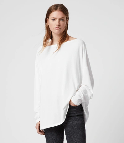 Allsaints Womens Chalk White Rita Long-sleeved Jersey Top Xs In Chalk_white