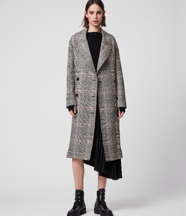 black and white trench coat