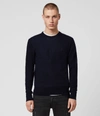 Allsaints Mode Merino Crew Sweater In Ink Navy