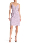 Astr Lace V-neck Sheath Dress In Lilac