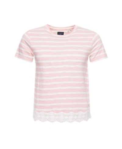 Superdry Women's Lace Mix T-shirt Pink / Pink Stripe