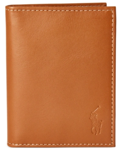 Polo Ralph Lauren Men's Burnished Leather Window Billfold Wallet In Brown