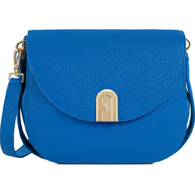 Furla Genuine Leather Sleek Mini Crossbody Bag In Blu Klein F (blue)