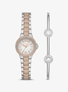 MICHAEL KORS CAMILLE TWO-TONE WATCH AND PAVÉ CUFF SET