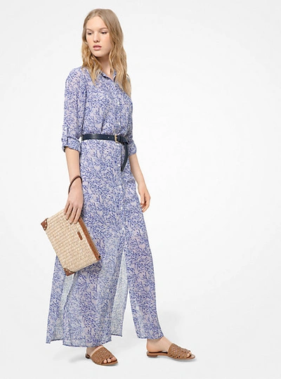 Coral mosaic georgette shirtdress deals