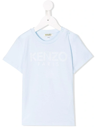 Kenzo Kids' Logo Print T-shirt In Blue