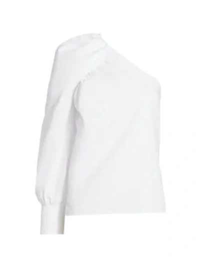 Derek Lam 10 Crosby Elodie One-shoulder Puff-sleeve Cotton Shirt In Optic White