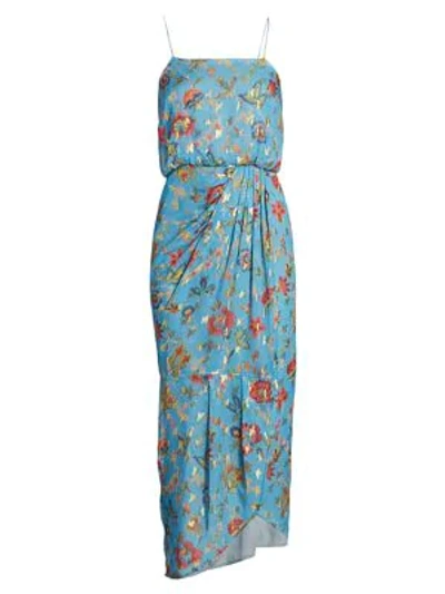 Derek Lam 10 Crosby Lexi Metallic Floral Wrap Dress In Pale Blue