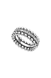 Lagos Sterling Silver Caviar Spark Diamond Band In Silver/ Diamond