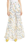 ALL THINGS MOCHI COCO FLORAL PRINT SILK CREPE FLARE PANTS,COC08I3