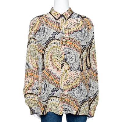 Pre-owned Etro Multicolor Paisley Printed Silk Button Front Shirt L