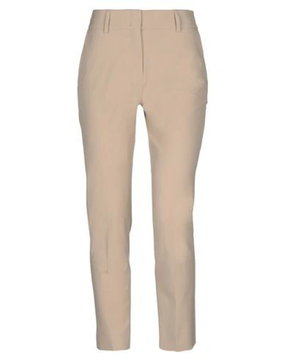Piazza Sempione Cotton Blend Slim Pants With Side Closure In Beige