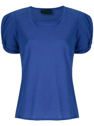 Andrea Bogosian Readmitted Puff-shoulder Cotton T-shirt In Blue