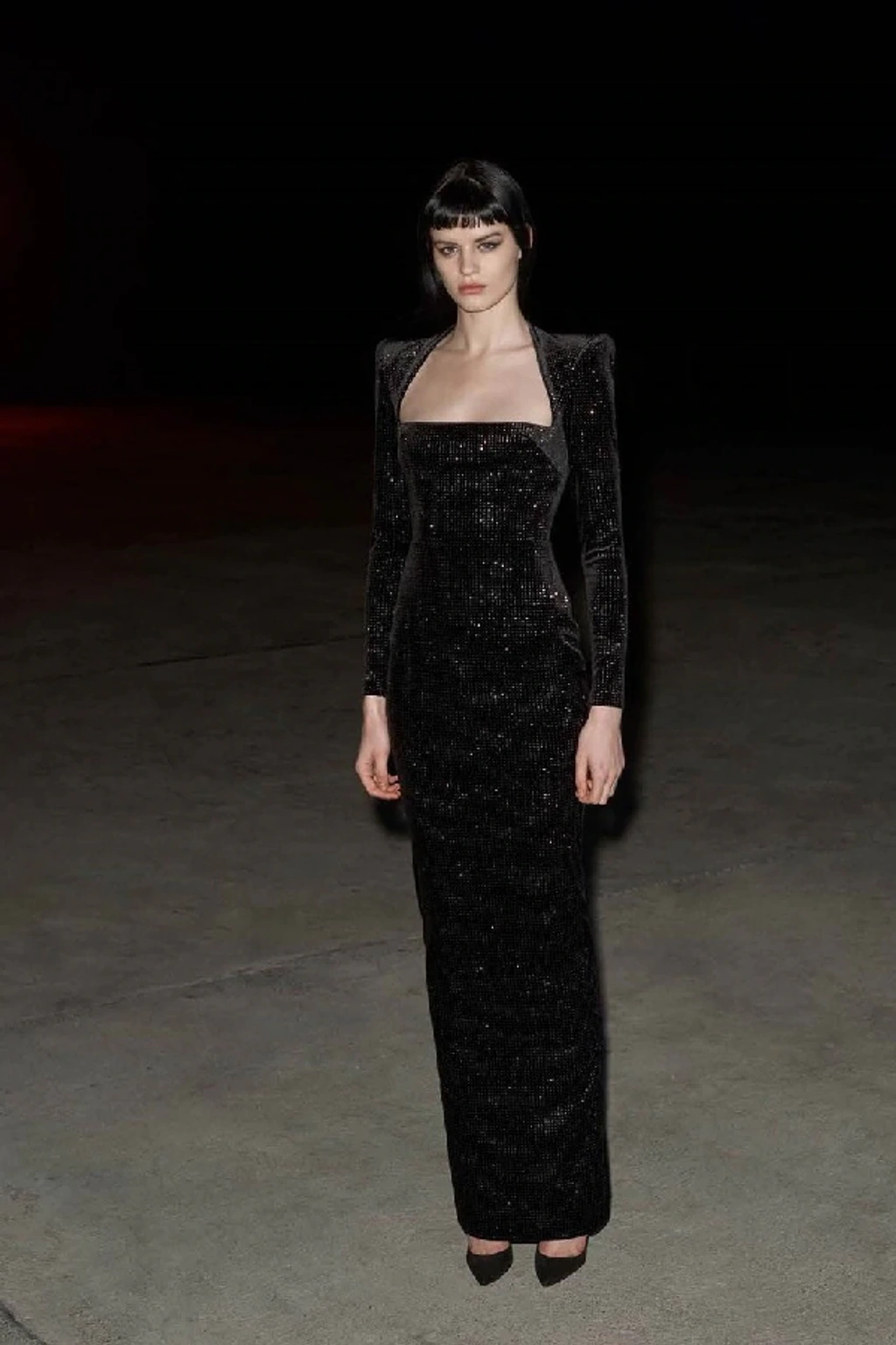 Alex Perry Houston Glittered Velvet Maxi Dress In Black | ModeSens