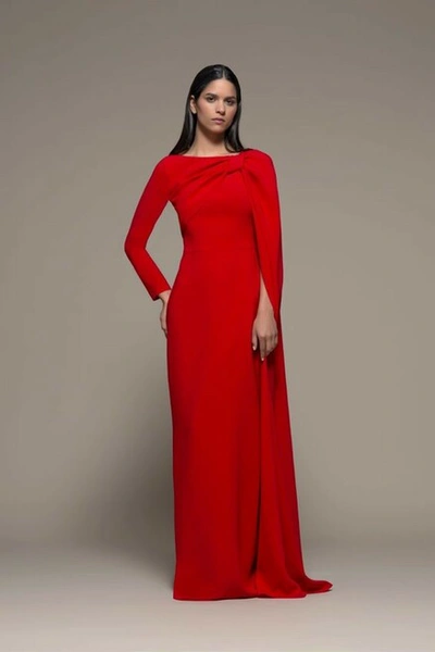 Isabel Sanchis Biandronno Long Cape Sleeve Gown