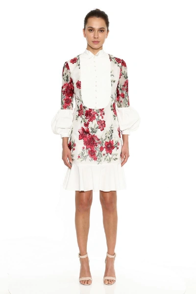 Marchesa Embroidered Organza Shirt Dress