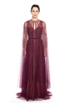 MARCHESA NOTTE SLEEVELESS BEADED TULLE GOWN,MN20FG2092-14