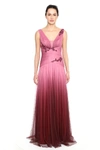 MARCHESA NOTTE SLEEVELESS DRAPED OMBRE TULLE GOWN,MN20FG2129B-14
