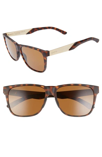 Smith Lowdown Xl Steel 59mm Chromapop™ Sunglasses In Matte Dark Tortoise/ Brown