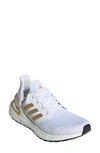 Adidas Originals Ultraboost 20 Running Shoe In White/ Gold/ Core Black