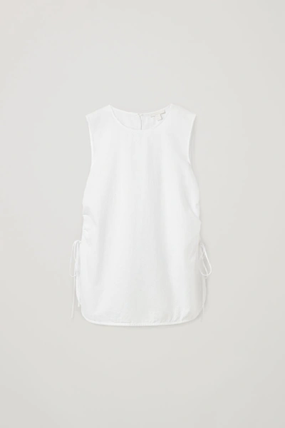 Cos Drawstring Organic Cotton Waistcoat Top In White