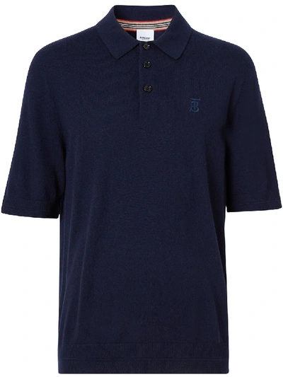 Burberry Monogram Motif Short-sleeve Polo Shirt In Blue