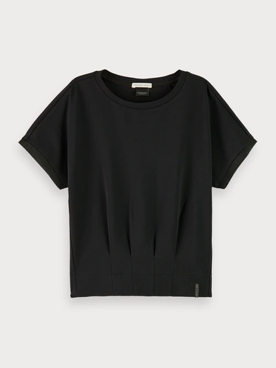 Scotch & Soda 100% Cotton Short Sleeve T-shirt With Shaped Waist In Black
