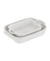 Staub Ceramic Rectangular Baking Dish 2-piece Set In Matte White