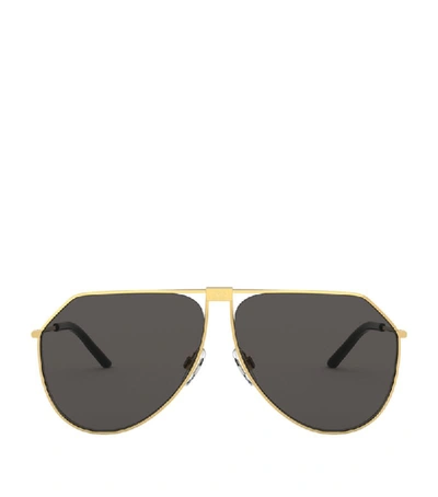 Dolce & Gabbana Slim Aviator Sunglasses In Gold