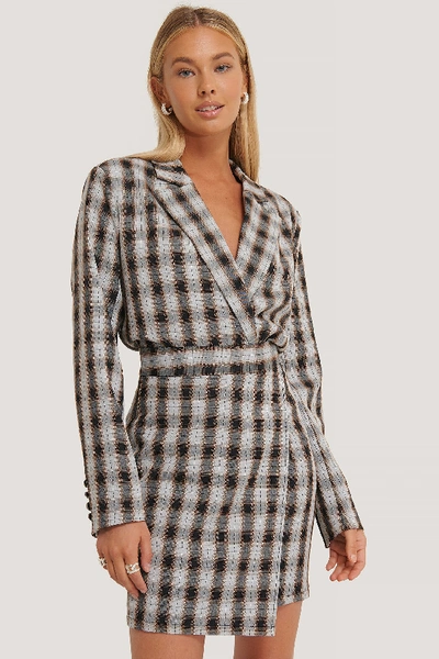 Afj X Na-kd Asymmetrical Mini Skirt Checkered In Checked