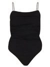 ALEXANDER WANG T Black Compact Jersey Ruched Bodysuit,4CC1207006