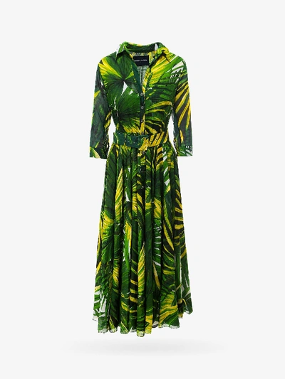 Samantha Sung Aster Tropical-print Long Dress In Green