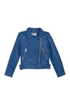 Walter Baker Liz Leather Moto Jacket In Crystal Blue