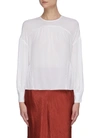 VINCE SHIRRED PANELLED SILK BLOUSE