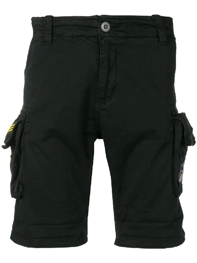 Alpha Industries Embroidered Logo Cargo Shorts In Black