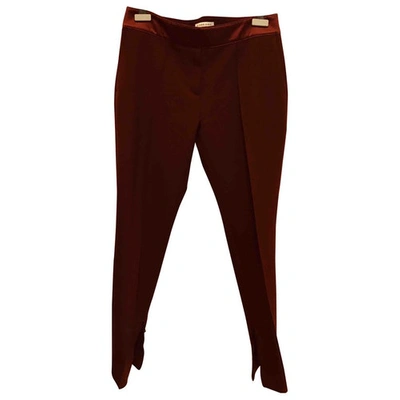 Pre-owned Burberry Burgundy Spandex Trousers